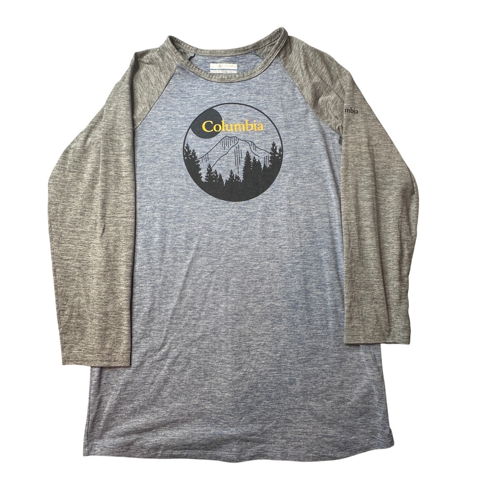 Columbia Shirt Boys XL Blue‎ Mountain Graphic Raglan Long Sleeve Active Tee
